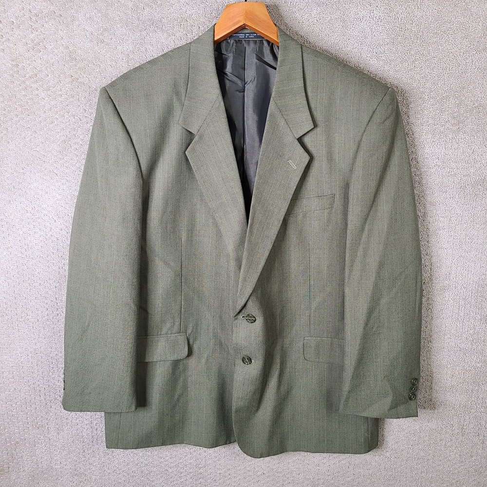 Raffinati Jacket Mens 50R Green Sage Striped Blazer‎ Two Button Formal Suit Coat
